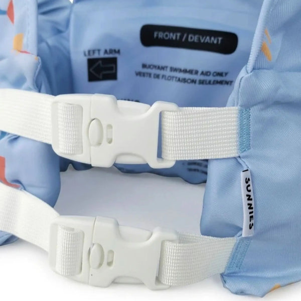 Vue du flotteur de dos avec doubles attaches sécurisées ajustables